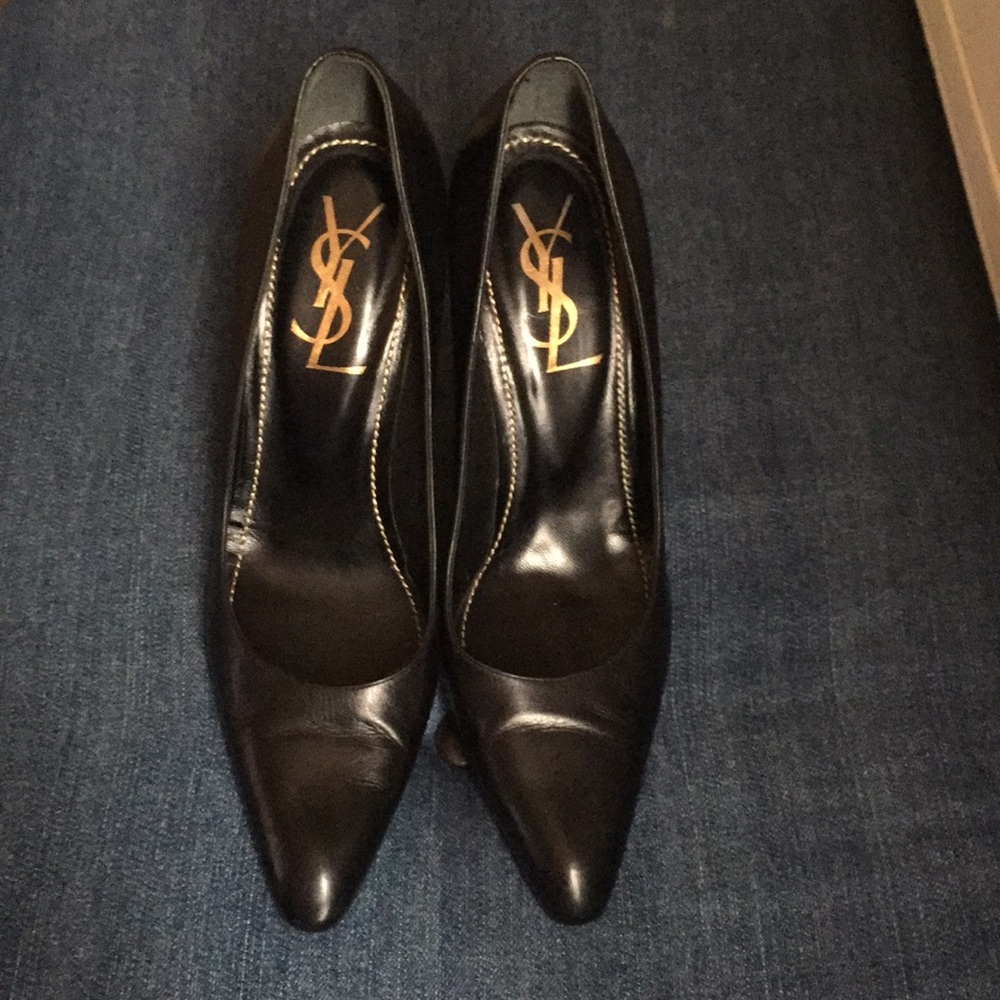 YSL Yves Saint Laurent heels. Black leather. 39.5 - Picture 1 of 6